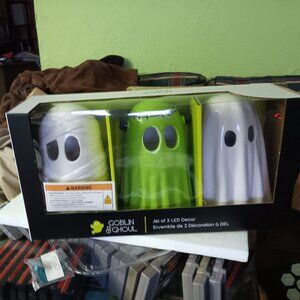🎃 Halloween Goblin & Ghoul Set of 3 LED Ceramic 5.25x8 Light Up Ghosts